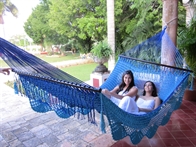 Yucatan Royal Caribbean hængekøje - Nylon Net med 140 cm træstokke Azul Cielo Design